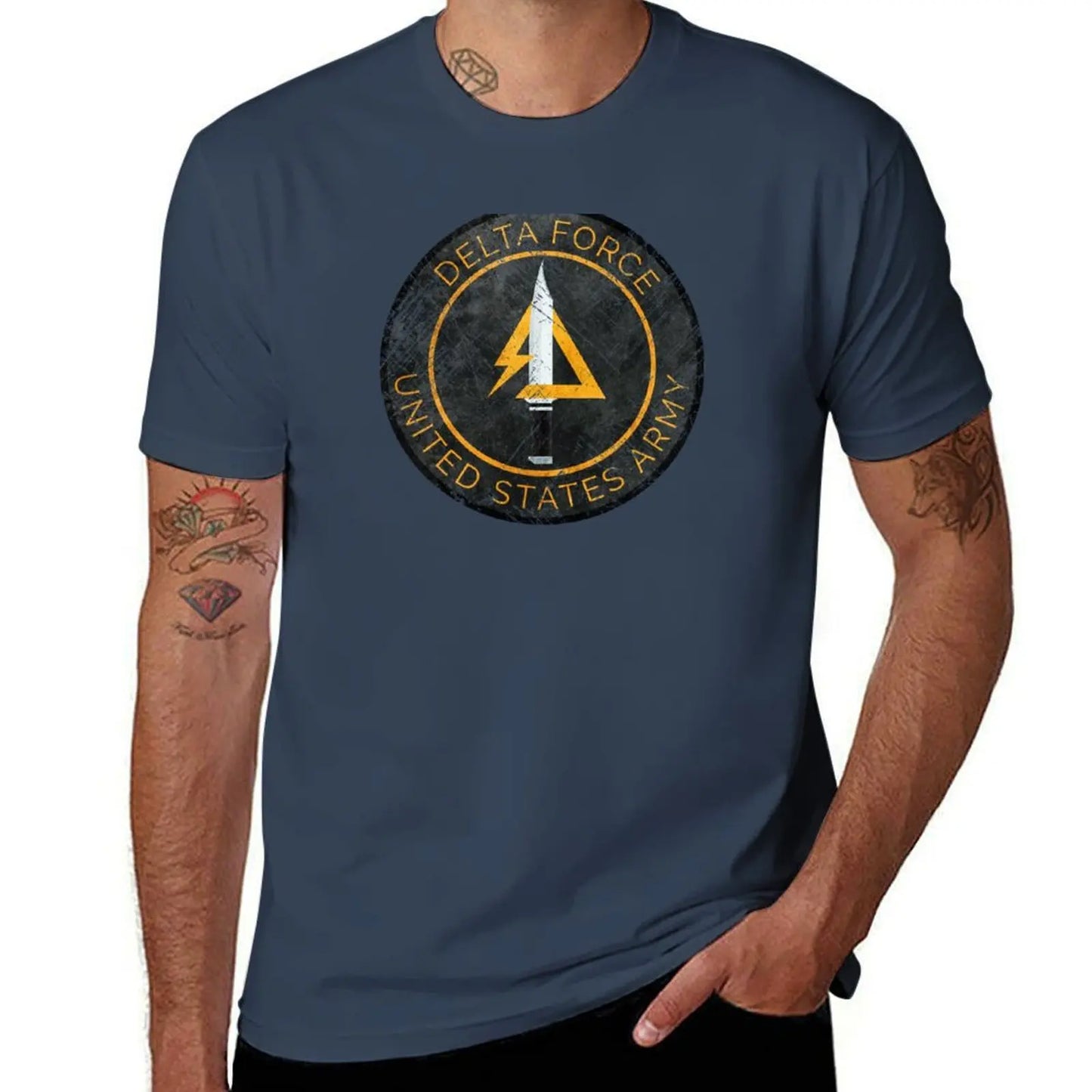 Delta Force Vintage Insignia T-Shirt – Schnelltrocknendes, schweres Herren-T-Shirt