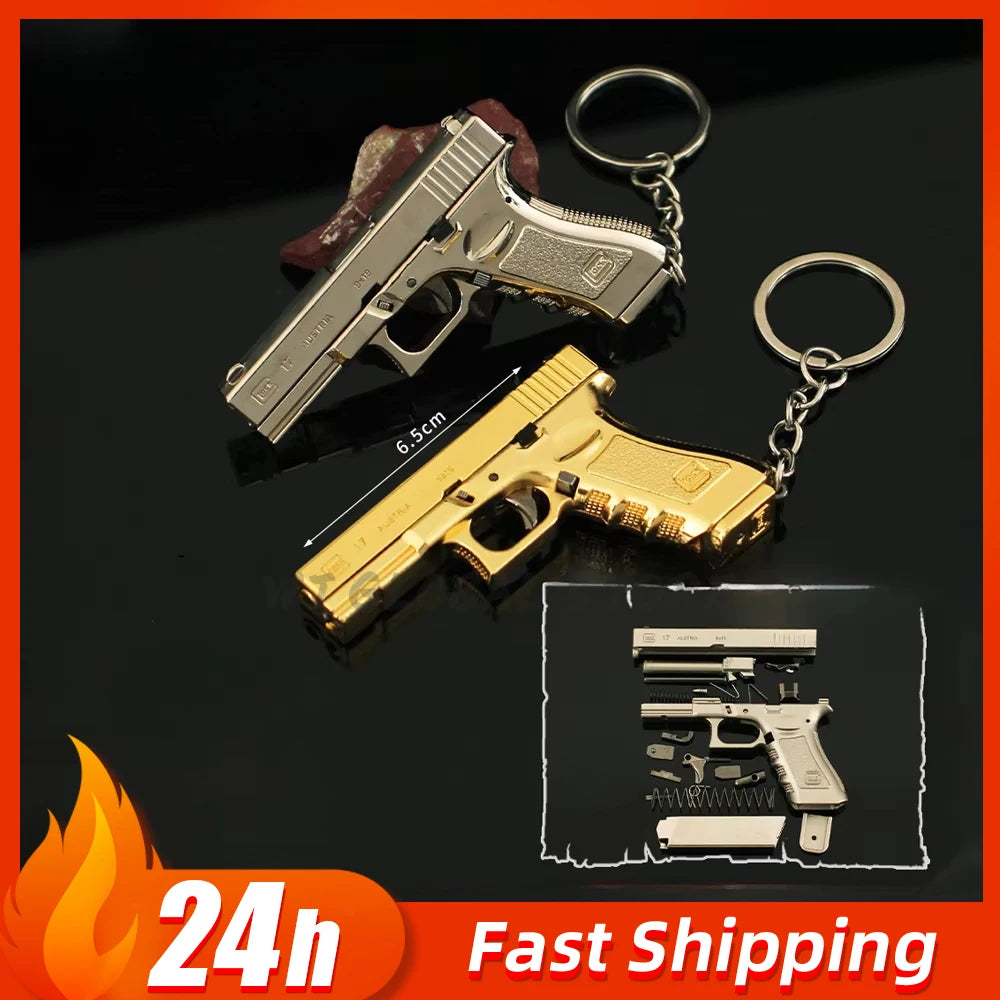Delta Force Glock G17 Pistol Keychain – 6.5cm Mini Metal Toy Gun Model & Game Pendant for Fans and Collectors