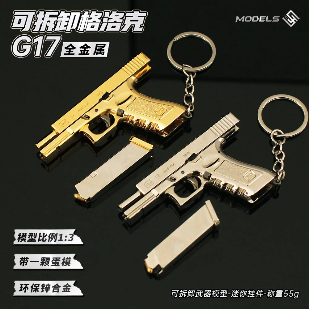 Delta Force Glock G17 Pistol Keychain – 6.5cm Mini Metal Toy Gun Model & Game Pendant for Fans and Collectors
