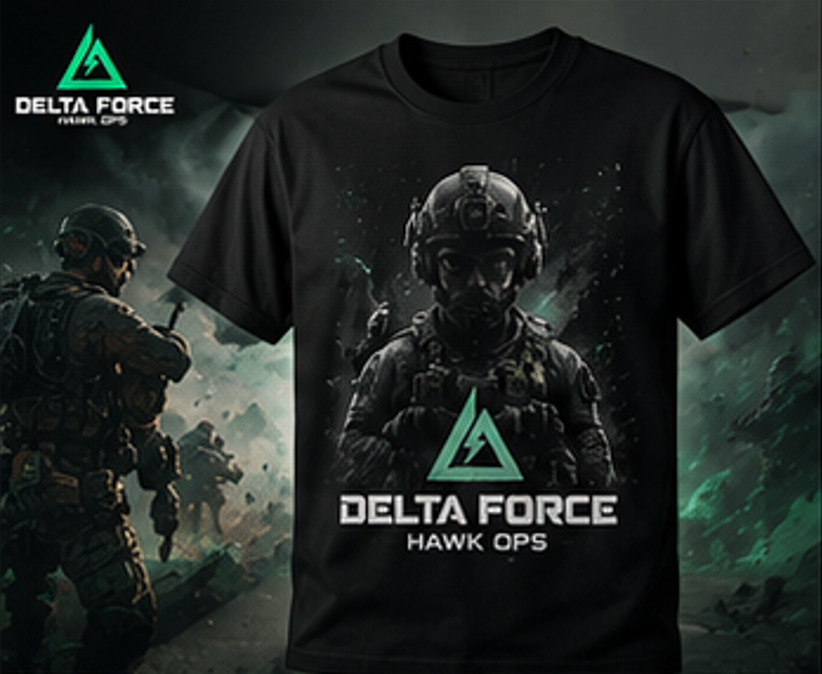 Delta Force Hawk Ops Tactical T-Shirt | Military Gamer Tee