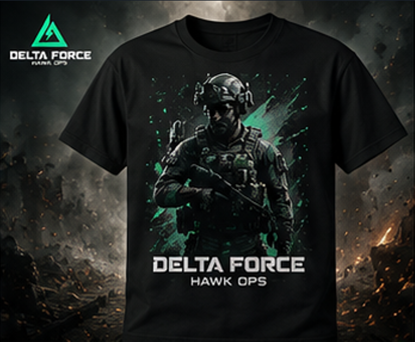 Delta Force Hawk Ops Operator T-Shirt | Tactical Military Gamer Tee