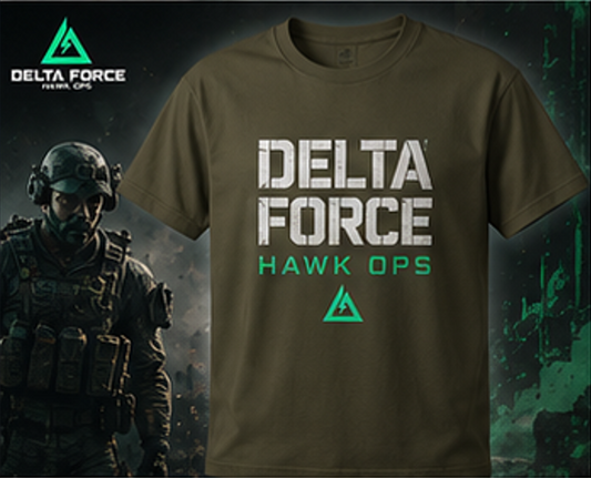 T-shirt avec Logo Delta Force Hawk Ops | T-shirt de Jeu Militaire Tactique