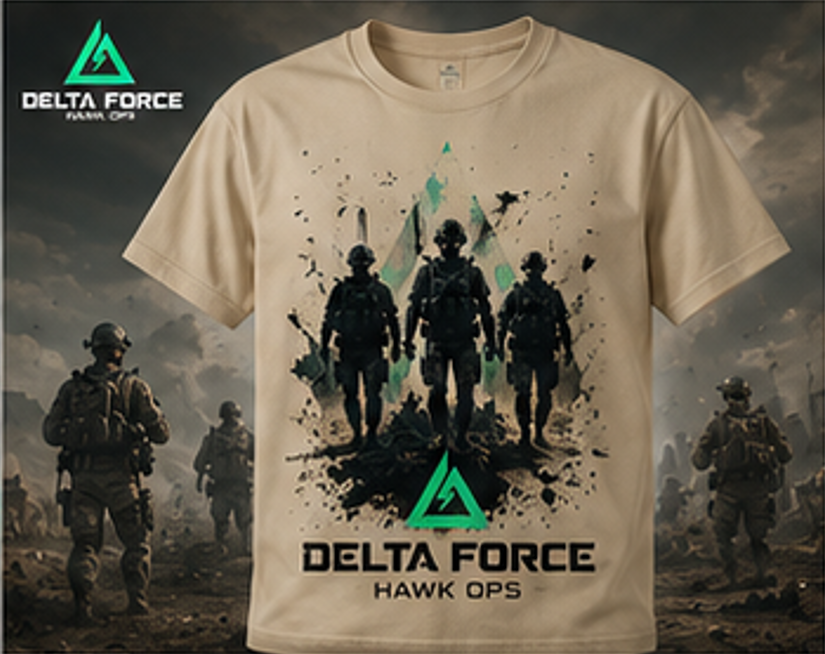 Delta Force Hawk Ops Elite Squad T-Shirt | Tactical Military Gaming Tee