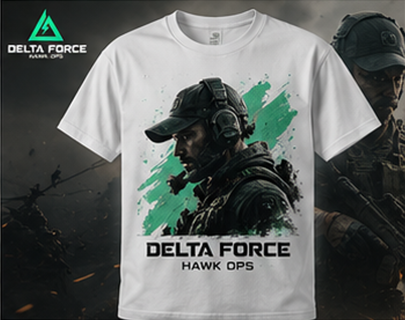 Delta Force Hawk Ops Tactical Operator T-Shirt | Military FPS Gaming Tee