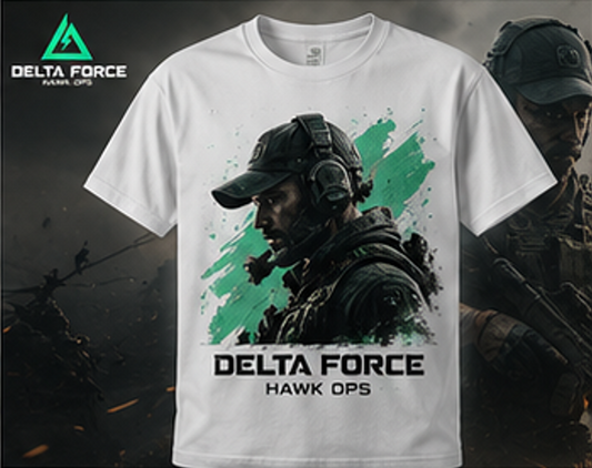 T-shirt d'opérateur tactique Delta Force Hawk Ops | T-shirt de jeu militaire FPS