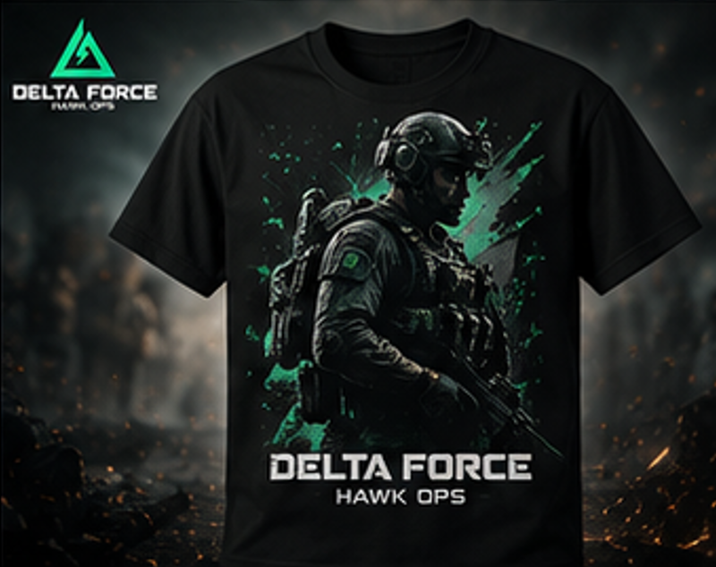 Delta Force Hawk Ops Special Operator T-Shirt | Tactical Military Gamer Tee