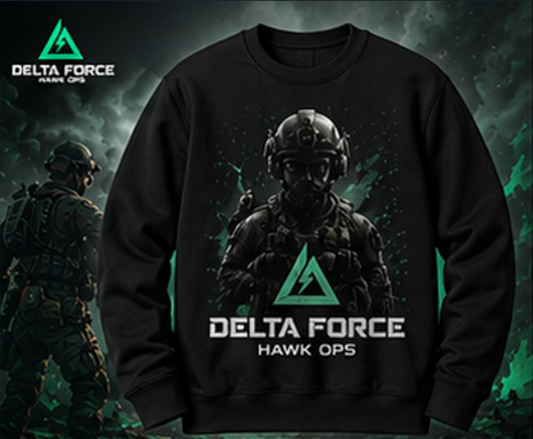 Sweat-shirt Delta Force Hawk Ops Opérateur Tactique | Col Rond Militaire Gaming