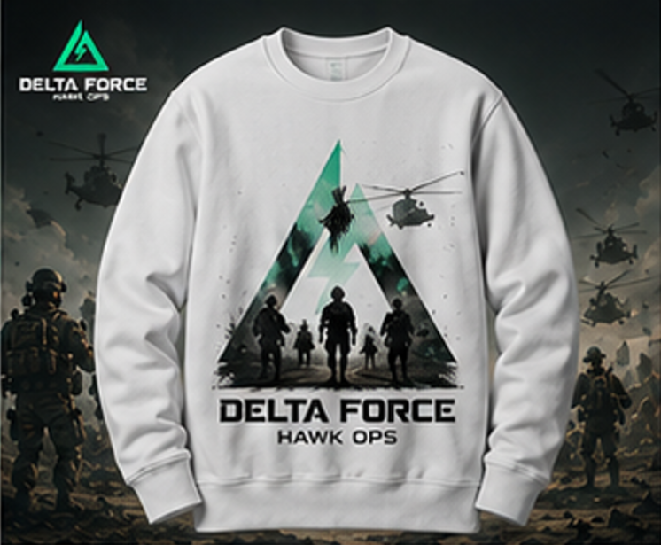 Delta Force Hawk Ops Squad Sweatshirt | Tactical Military Gaming Crewneck