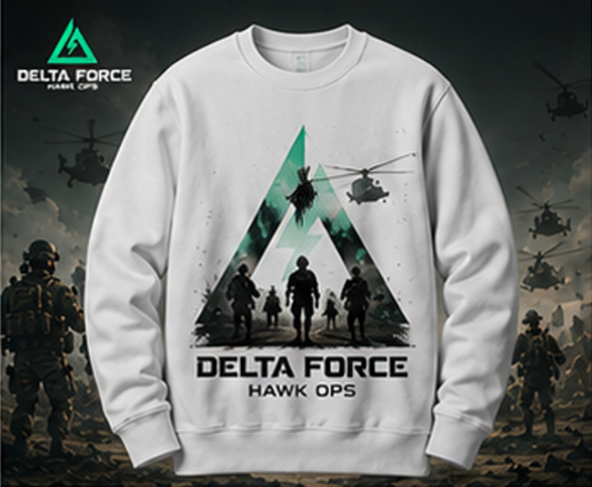 Sweat-shirt Delta Force Hawk Ops Squad | Col Ras Du Cou Militaire Tactique Gaming