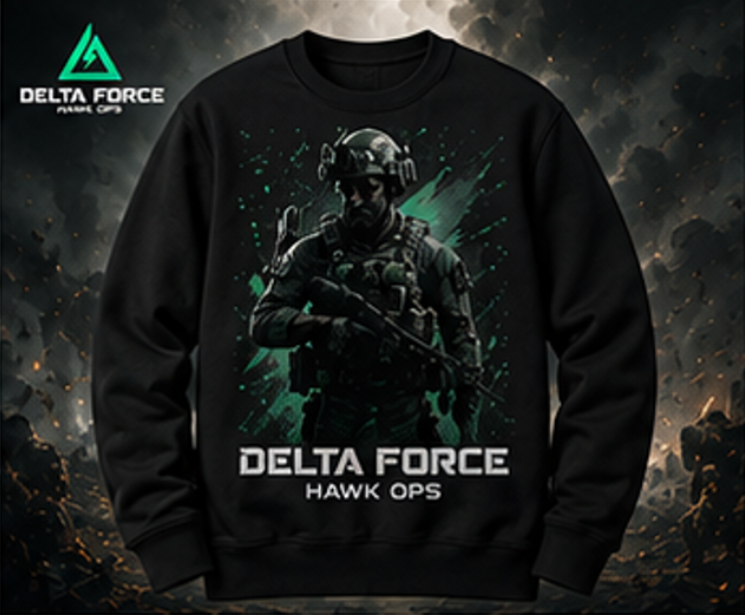 Delta Force Hawk Ops Soldier Sweatshirt | Tactical Military Gaming Crewneck