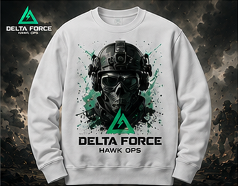 Delta Force Hawk Ops Tactical Skull Sweatshirt | Military Gaming Crewneck
