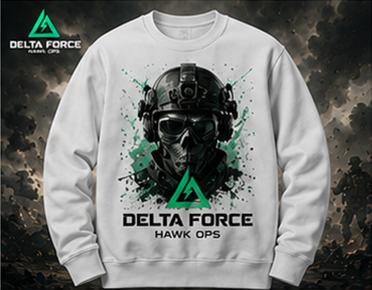 Sweat-shirt tactique Delta Force Hawk Ops Tête de Mort | Col rond militaire gaming