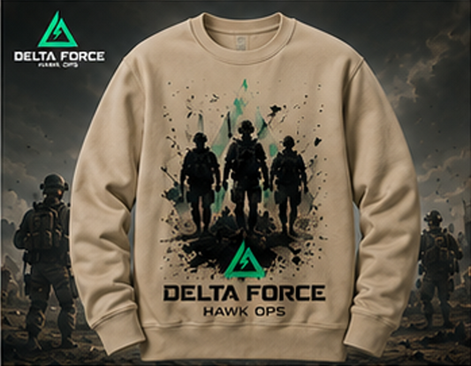 Sweat-shirt Delta Force Hawk Ops Strike Team | Ras du cou militaire tactique