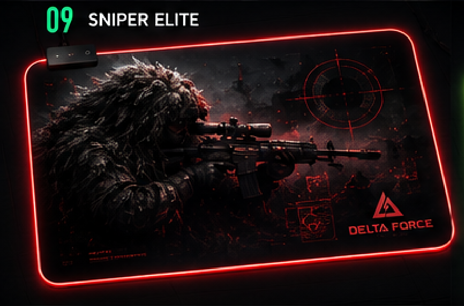 Delta Force Sniper Elite LED Mouse Pad | Tactical RGB Gaming Desk Mat