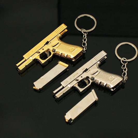三角洲部隊Glock G17手槍鑰匙圈 – 6.5cm迷你金屬玩具槍模型及遊戲吊墜，適合粉絲和收藏家