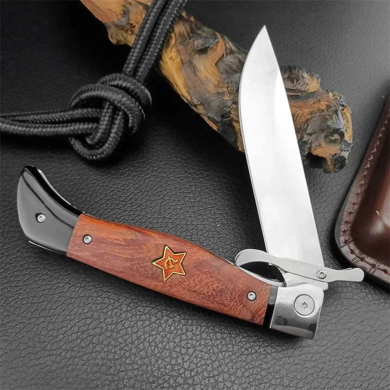 Delta Force NKVD KGB Folding Knife - Tactical 440C Blade with Sour Branch Handle