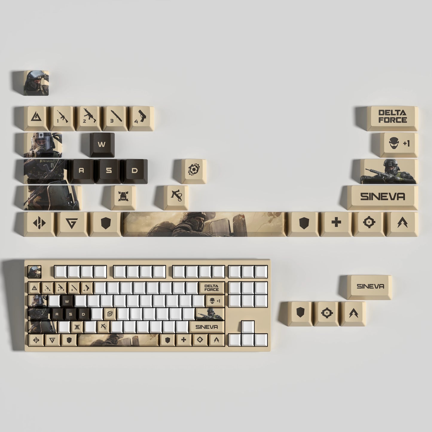 Nouveau thème Delta Force personnalisé Hauteur OEM PBT Sublimation Thermique Touches 15 Touches/28 Touches LUNA VYRON KAI SILVA Touches Cadeau PC