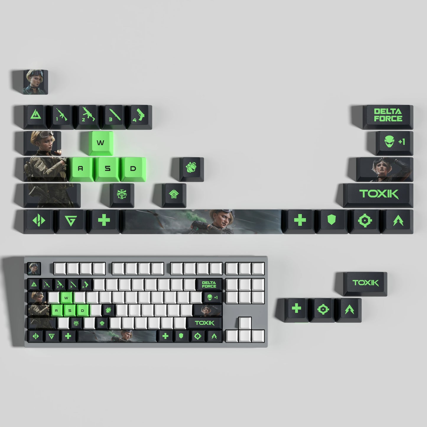 Nouveau thème Delta Force personnalisé Hauteur OEM PBT Sublimation Thermique Touches 15 Touches/28 Touches LUNA VYRON KAI SILVA Touches Cadeau PC