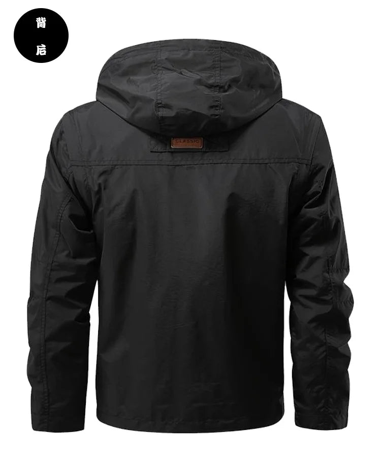 Delta Force Waterproof Windbreaker - Men's Multi-Pocket Hooded Jacket