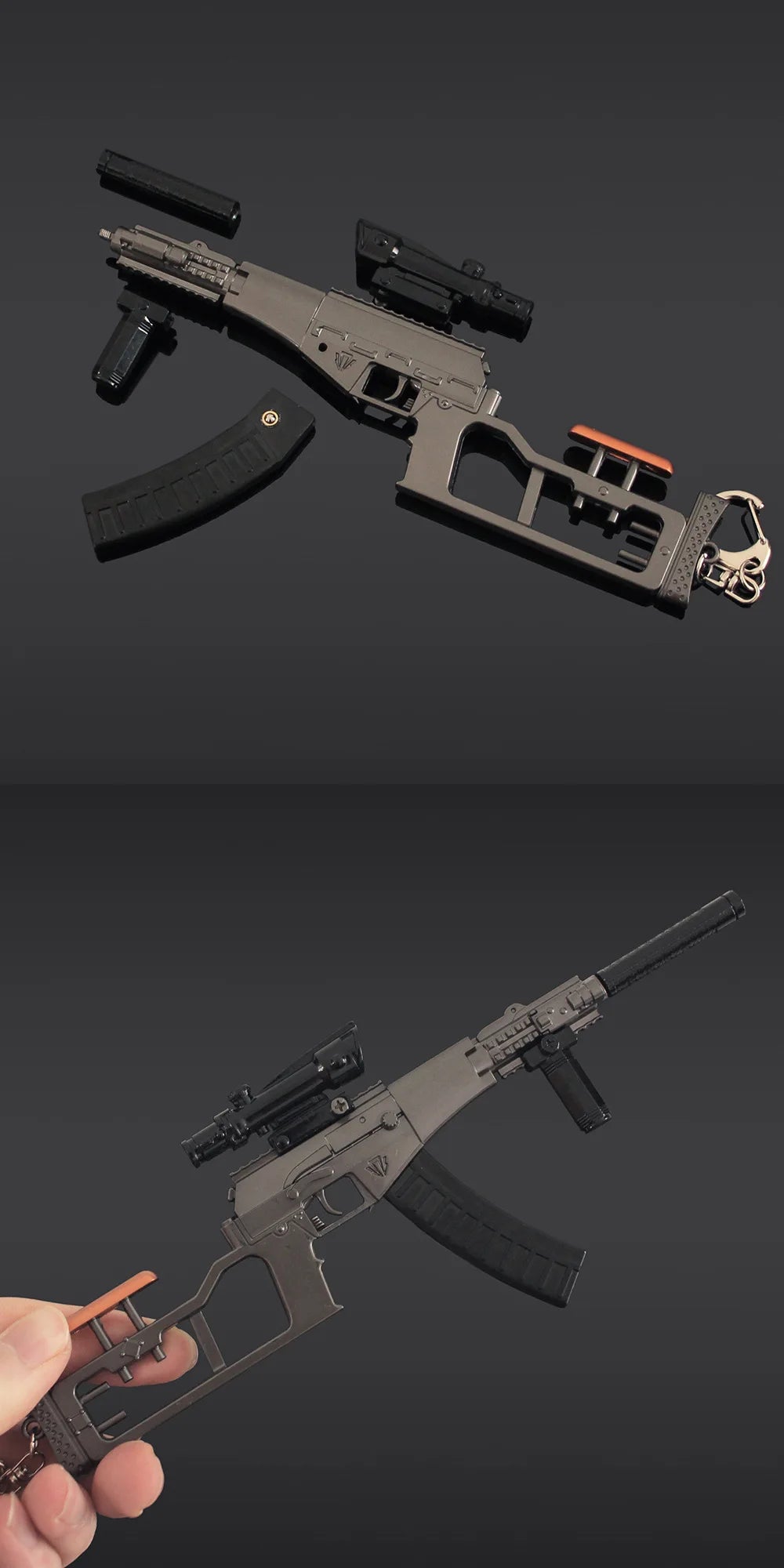 Delta Force VSS Gun Model Keychain – 22cm Metal Weapon Pendant, Arena Breakout Game Collectible Jewelry & Gift for Men