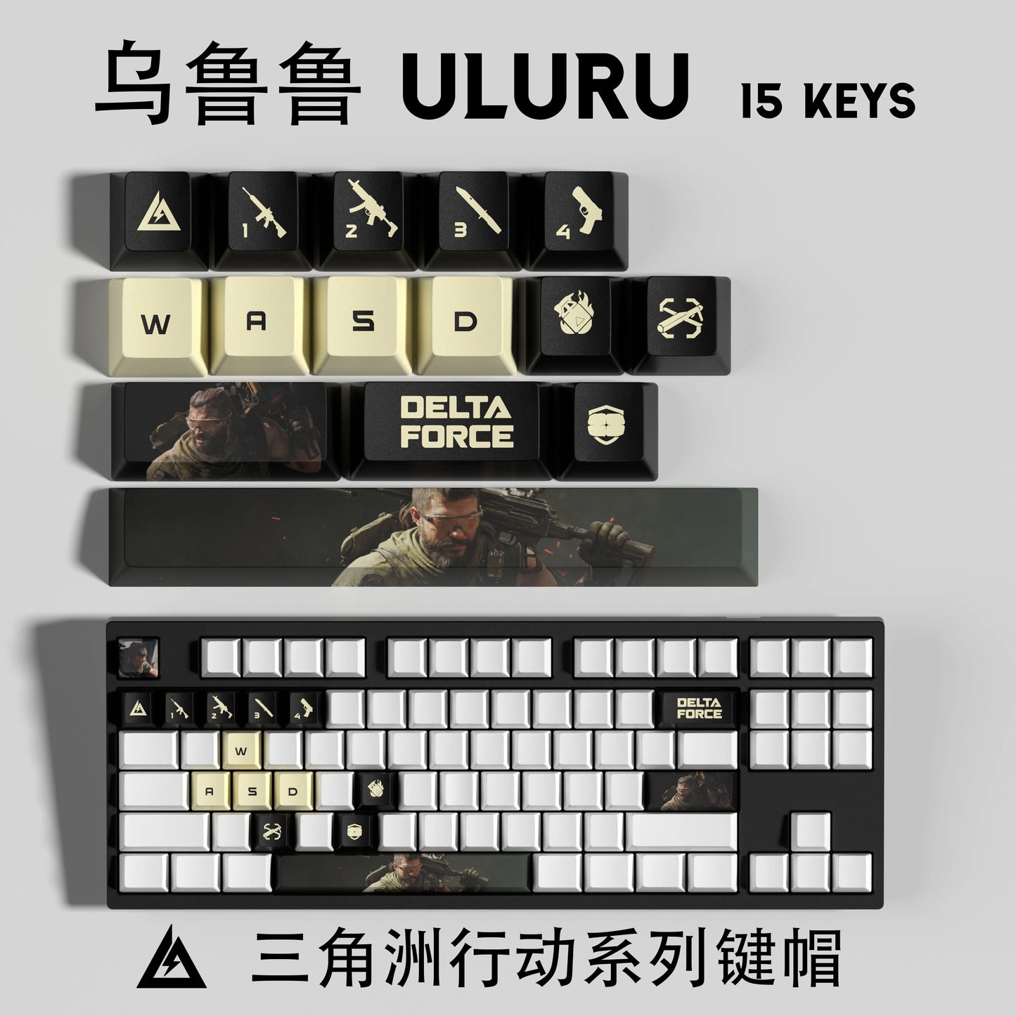 Nouveau thème Delta Force personnalisé Hauteur OEM PBT Sublimation Thermique Touches 15 Touches/28 Touches LUNA VYRON KAI SILVA Touches Cadeau PC