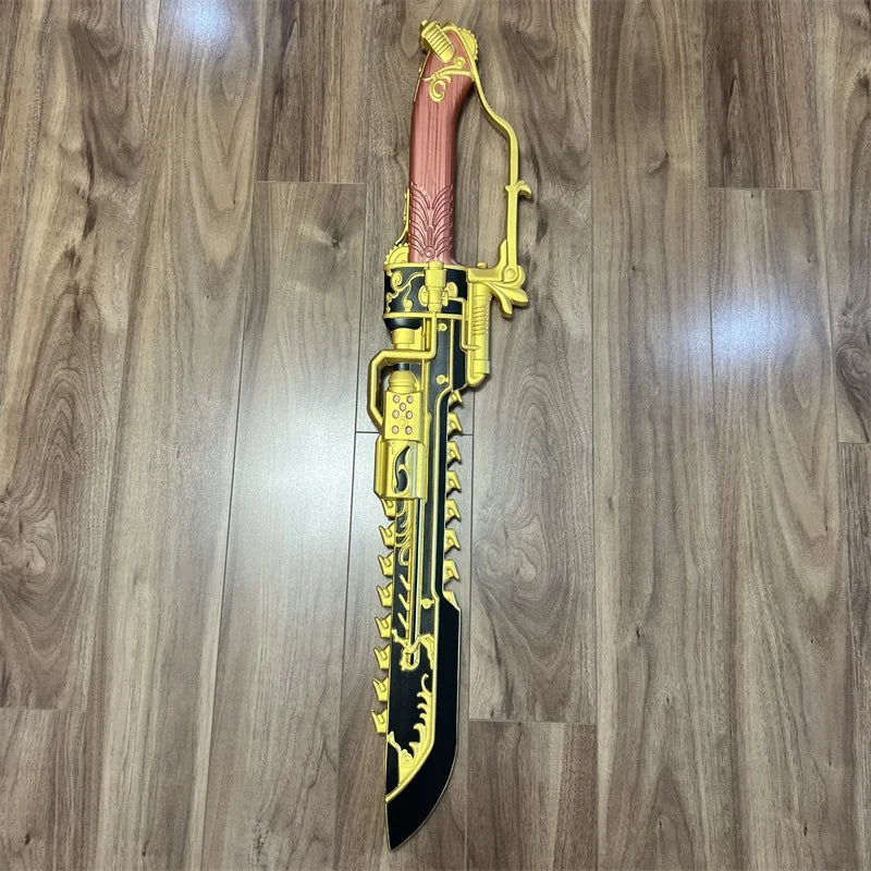 Delta Force Chainsaw Knife Cosplay Prop – 1:1 Golden Chain Saw Sword (Safe PU Rubber Blade) Halloween Edition