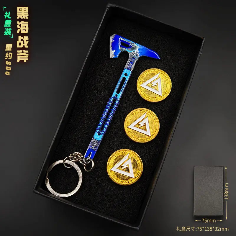 Delta Force 9cm Metal Weapon Keychain Set – Tactical Pendant Collection with Gift Box for Backpack & Collectors
