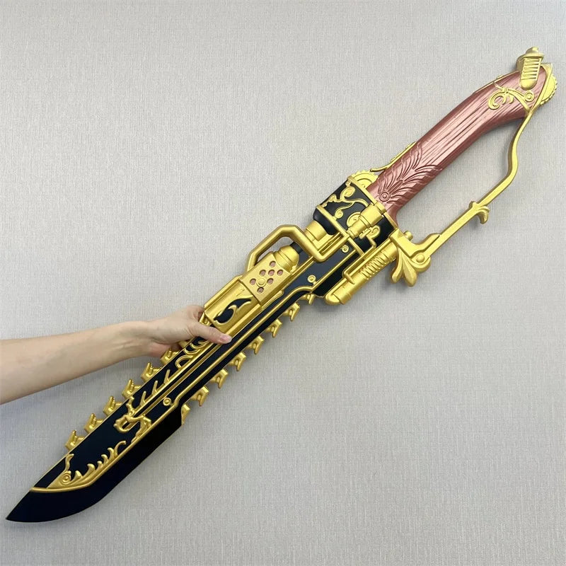 Delta Force Chainsaw Knife Cosplay Prop – 1:1 Golden Chain Saw Sword (Safe PU Rubber Blade) Halloween Edition