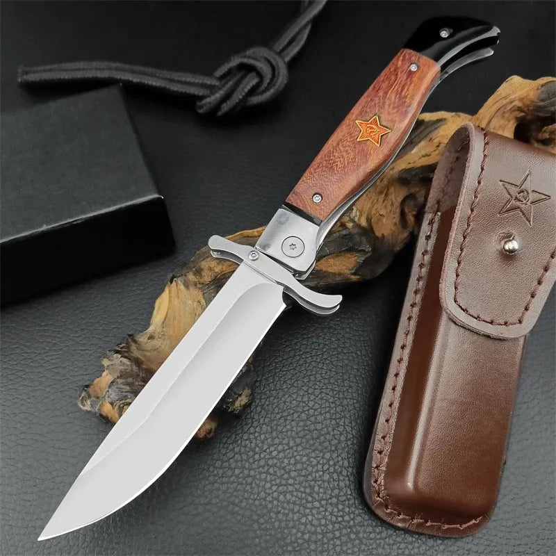 Delta Force NKVD KGB Folding Knife - Tactical 440C Blade with Sour Branch Handle