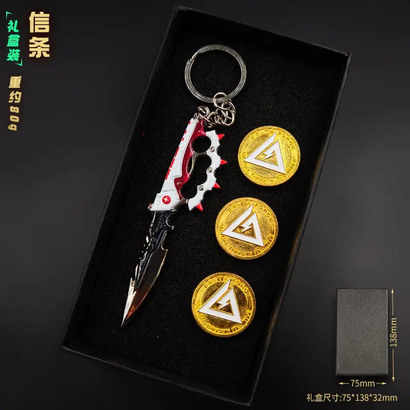 Delta Force 9cm Metal Weapon Keychain Set – Tactical Pendant Collection with Gift Box for Backpack & Collectors