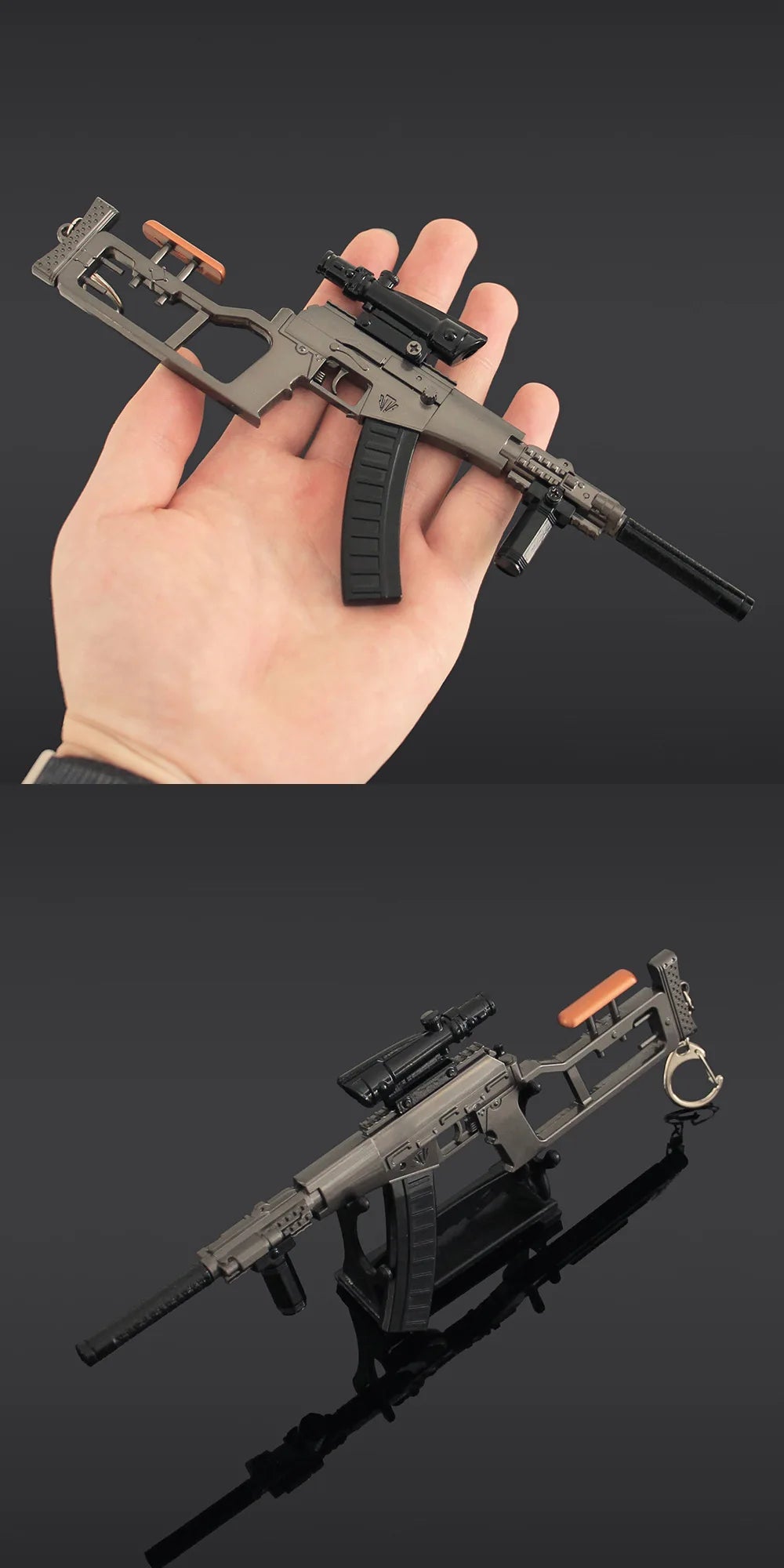 Delta Force VSS Gun Model Keychain – 22cm Metal Weapon Pendant, Arena Breakout Game Collectible Jewelry & Gift for Men