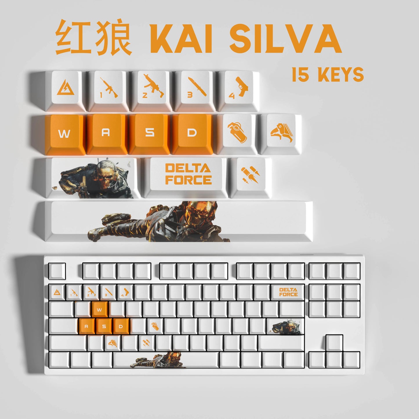 Nouveau thème Delta Force personnalisé Hauteur OEM PBT Sublimation Thermique Touches 15 Touches/28 Touches LUNA VYRON KAI SILVA Touches Cadeau PC