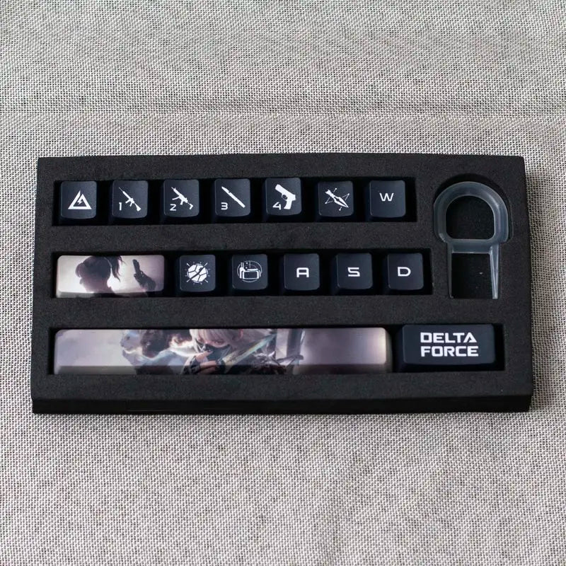 Nouveau thème Delta Force personnalisé Hauteur OEM PBT Sublimation Thermique Touches 15 Touches/28 Touches LUNA VYRON KAI SILVA Touches Cadeau PC