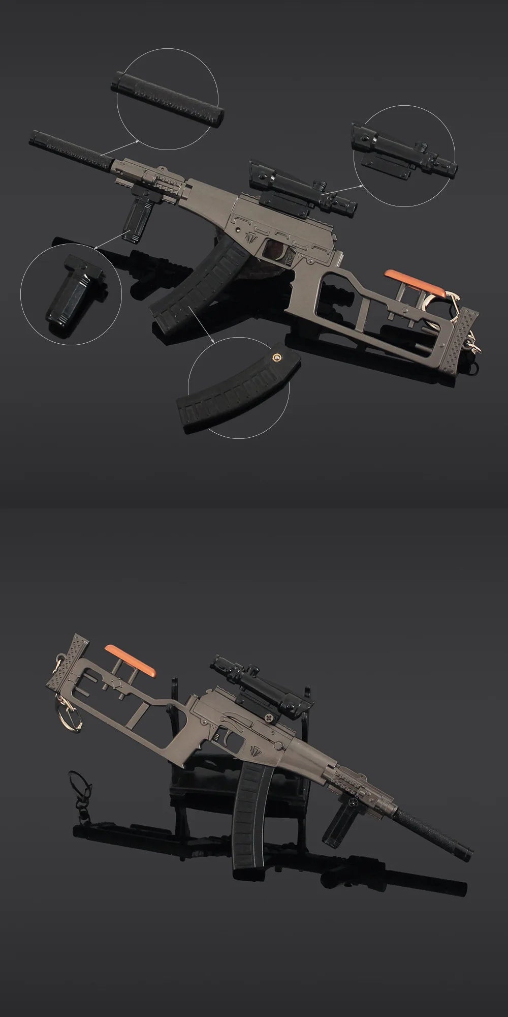 Delta Force VSS Gun Model Keychain – 22cm Metal Weapon Pendant, Arena Breakout Game Collectible Jewelry & Gift for Men