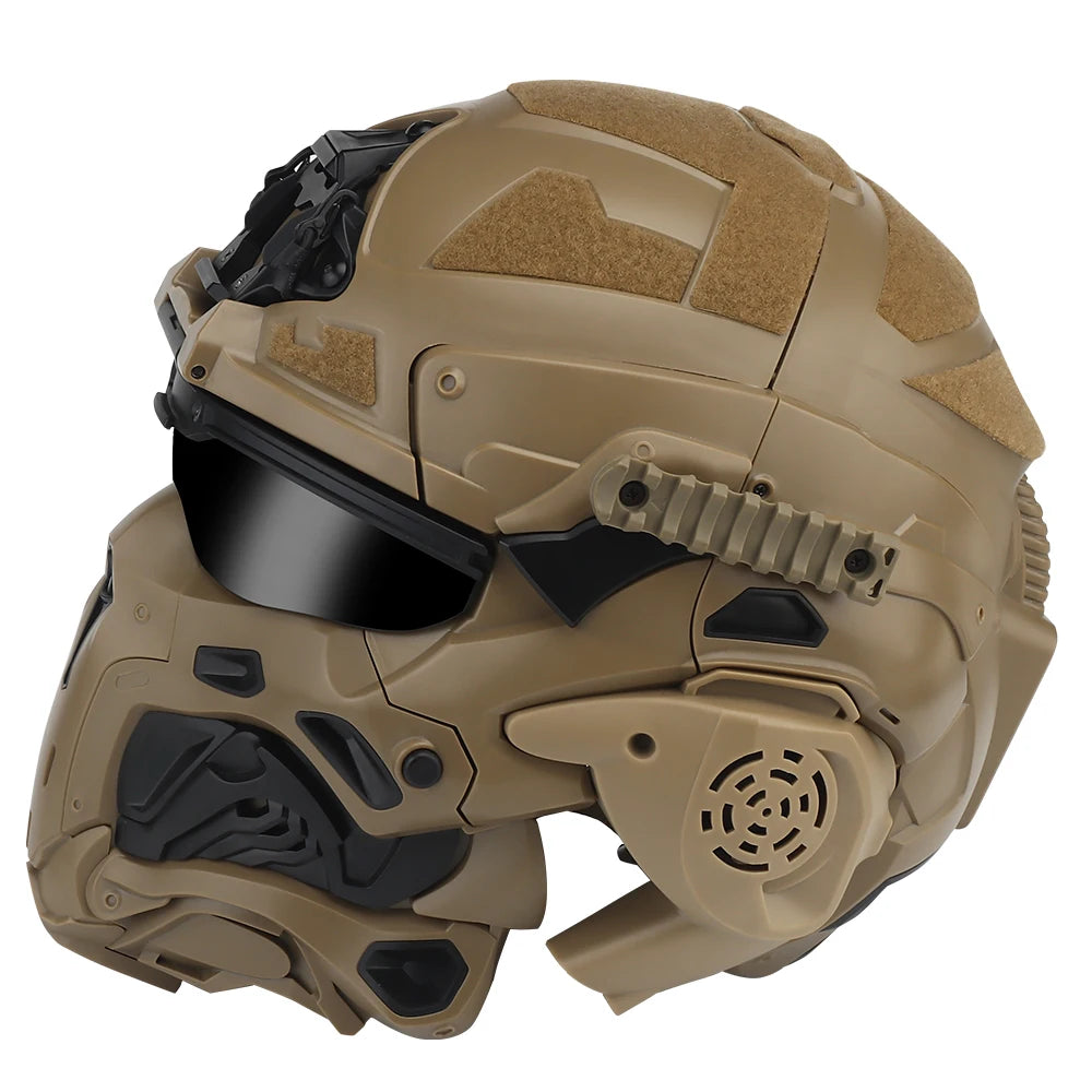 Delta Force Tactical FAST Helmet – Built-in Headset, Anti-Fog Fan, W-Ronin Style, Detachable Mask & Extra Lens