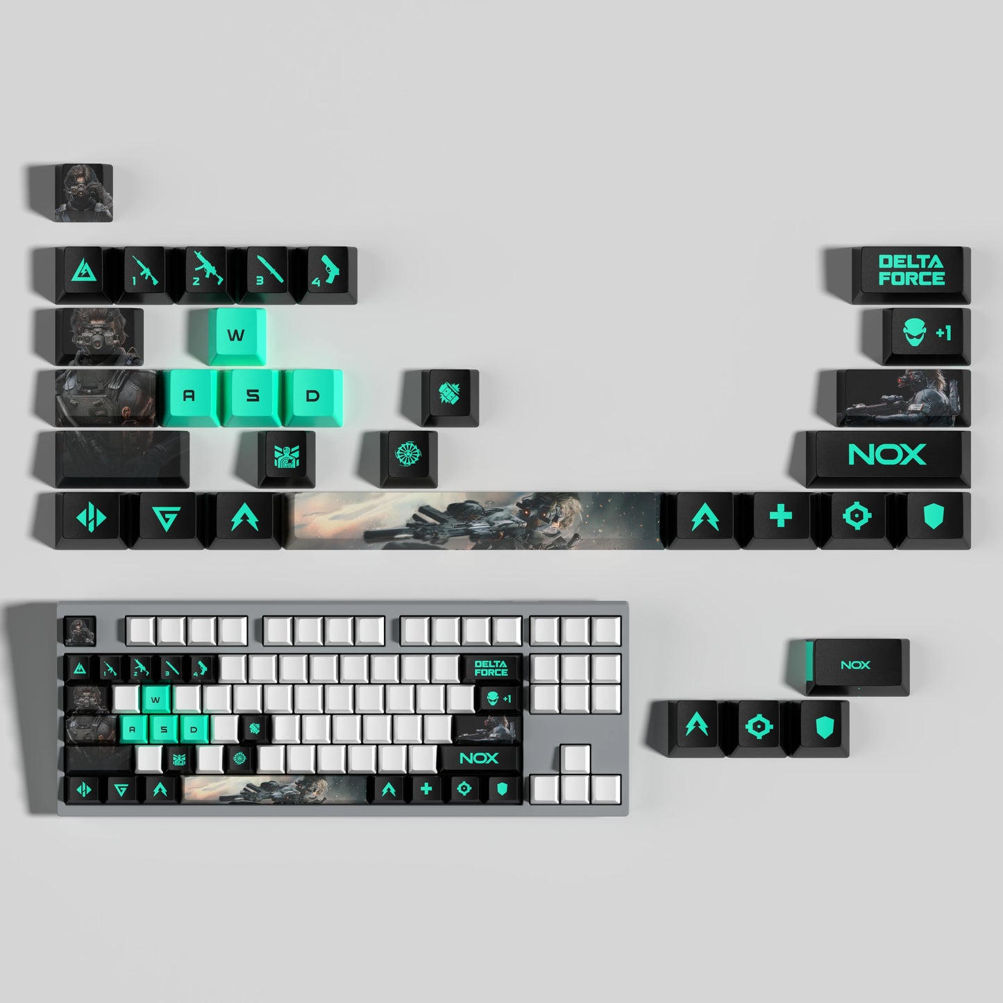 Nouveau thème Delta Force personnalisé Hauteur OEM PBT Sublimation Thermique Touches 15 Touches/28 Touches LUNA VYRON KAI SILVA Touches Cadeau PC