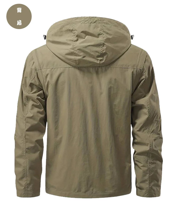 Delta Force Waterproof Windbreaker - Men's Multi-Pocket Hooded Jacket