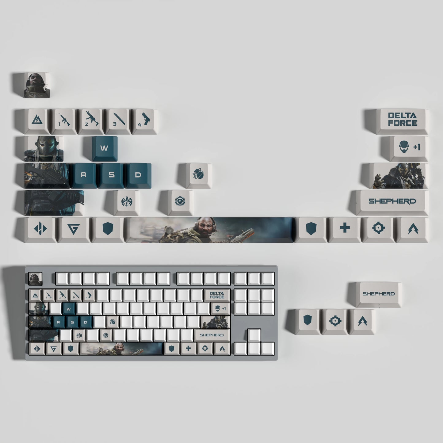 Nouveau thème Delta Force personnalisé Hauteur OEM PBT Sublimation Thermique Touches 15 Touches/28 Touches LUNA VYRON KAI SILVA Touches Cadeau PC