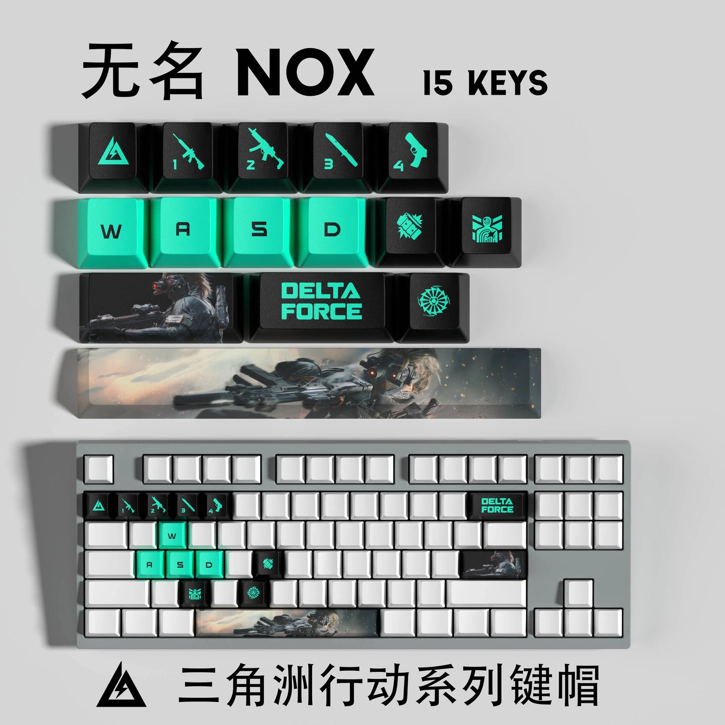 Nouveau thème Delta Force personnalisé Hauteur OEM PBT Sublimation Thermique Touches 15 Touches/28 Touches LUNA VYRON KAI SILVA Touches Cadeau PC