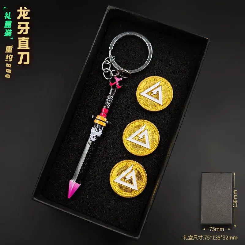Delta Force 9cm Metal Weapon Keychain Set – Tactical Pendant Collection with Gift Box for Backpack & Collectors
