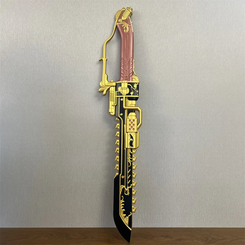 Delta Force Chainsaw Knife Cosplay Prop – 1:1 Golden Chain Saw Sword (Safe PU Rubber Blade) Halloween Edition
