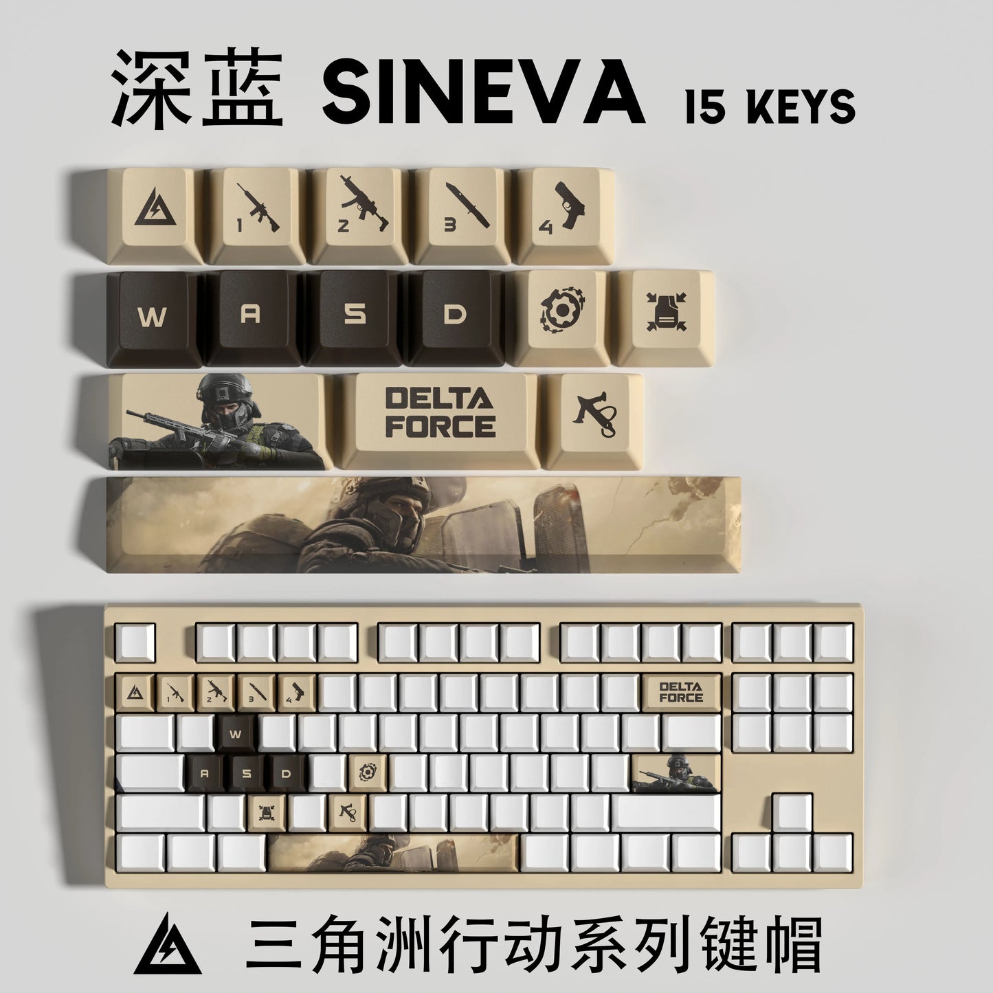 Nouveau thème Delta Force personnalisé Hauteur OEM PBT Sublimation Thermique Touches 15 Touches/28 Touches LUNA VYRON KAI SILVA Touches Cadeau PC
