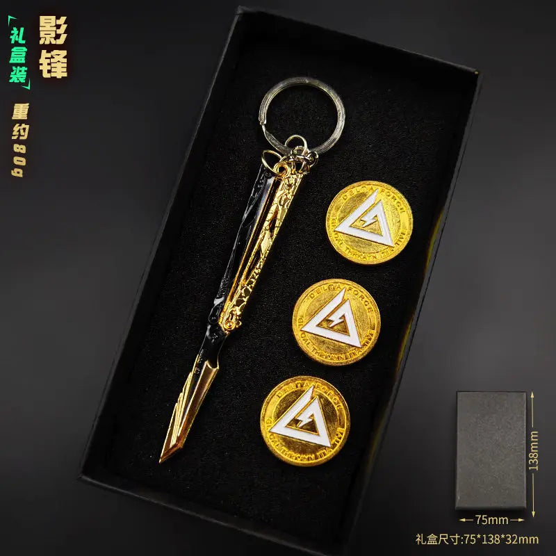 Delta Force 9cm Metal Weapon Keychain Set – Tactical Pendant Collection with Gift Box for Backpack & Collectors