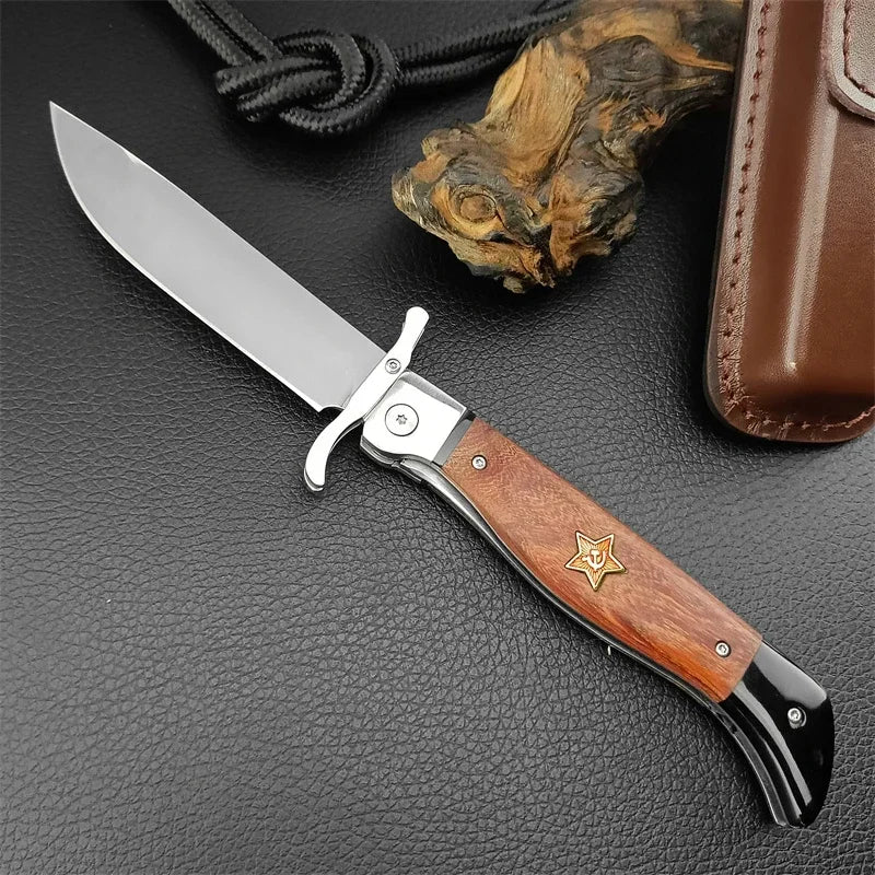 Delta Force NKVD KGB Folding Knife - Tactical 440C Blade with Sour Branch Handle