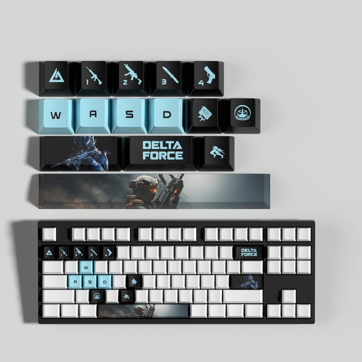 Nouveau thème Delta Force personnalisé Hauteur OEM PBT Sublimation Thermique Touches 15 Touches/28 Touches LUNA VYRON KAI SILVA Touches Cadeau PC