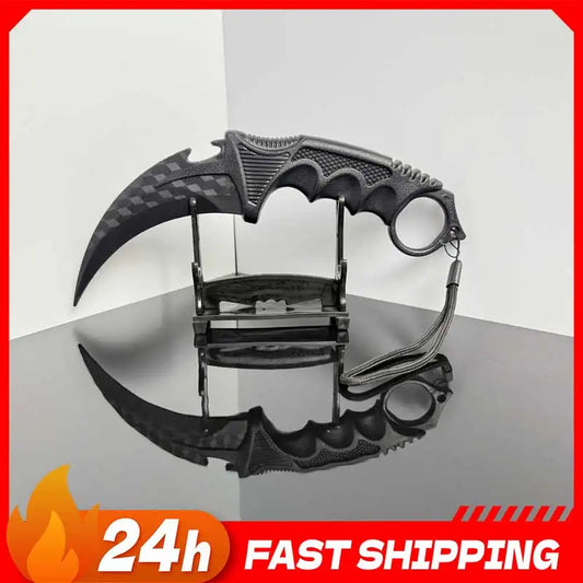 Couteau à griffes Karambit Delta Force Black Grid – Accessoire de scène de 23 cm, entraînement sûr et jouet de collection
