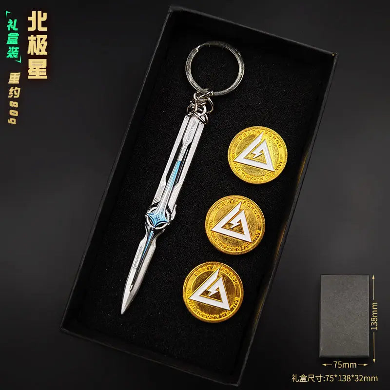 Delta Force 9cm Metal Weapon Keychain Set – Tactical Pendant Collection with Gift Box for Backpack & Collectors
