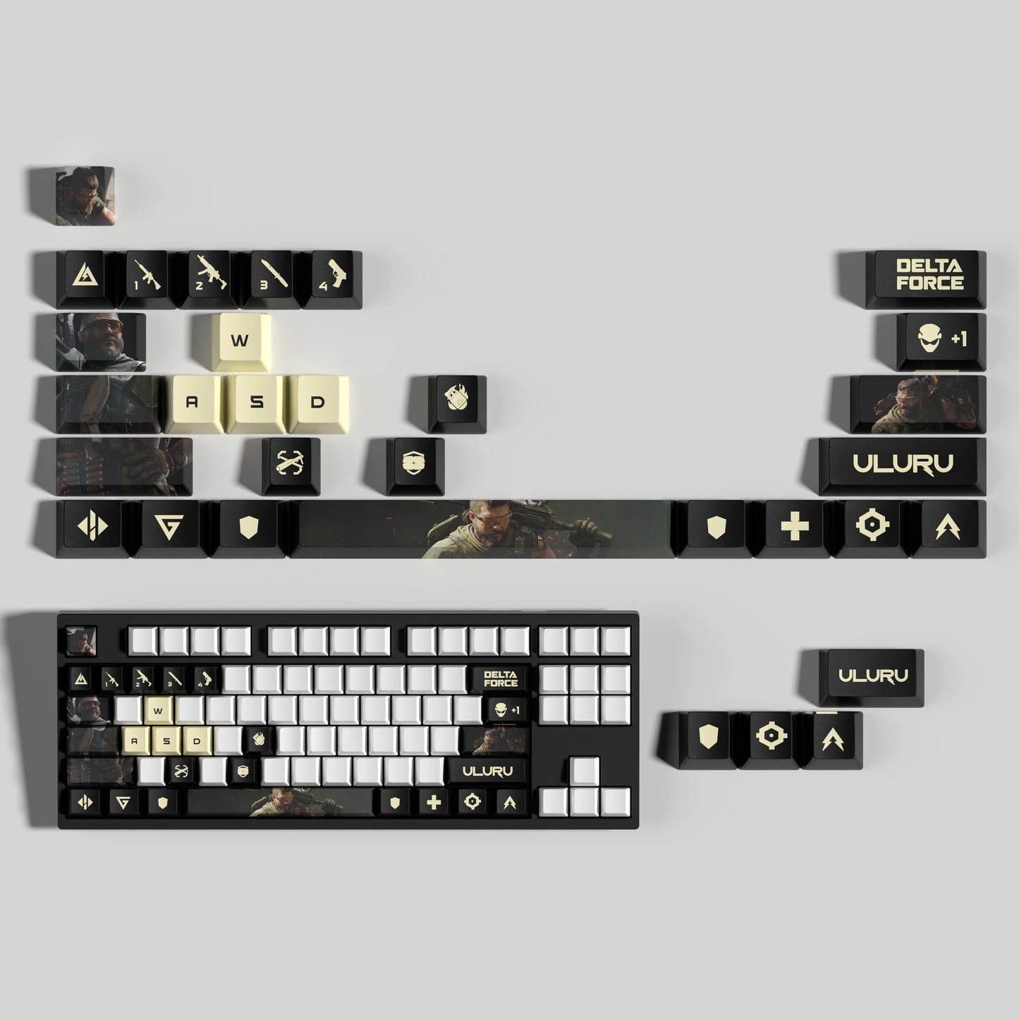 Nouveau thème Delta Force personnalisé Hauteur OEM PBT Sublimation Thermique Touches 15 Touches/28 Touches LUNA VYRON KAI SILVA Touches Cadeau PC