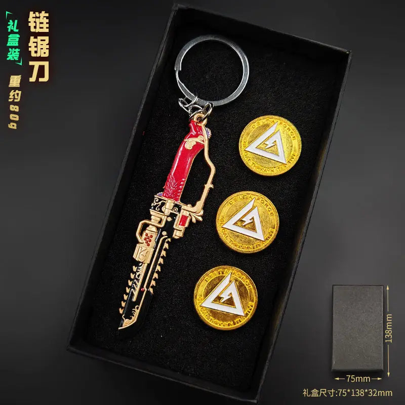 Delta Force 9cm Metal Weapon Keychain Set – Tactical Pendant Collection with Gift Box for Backpack & Collectors
