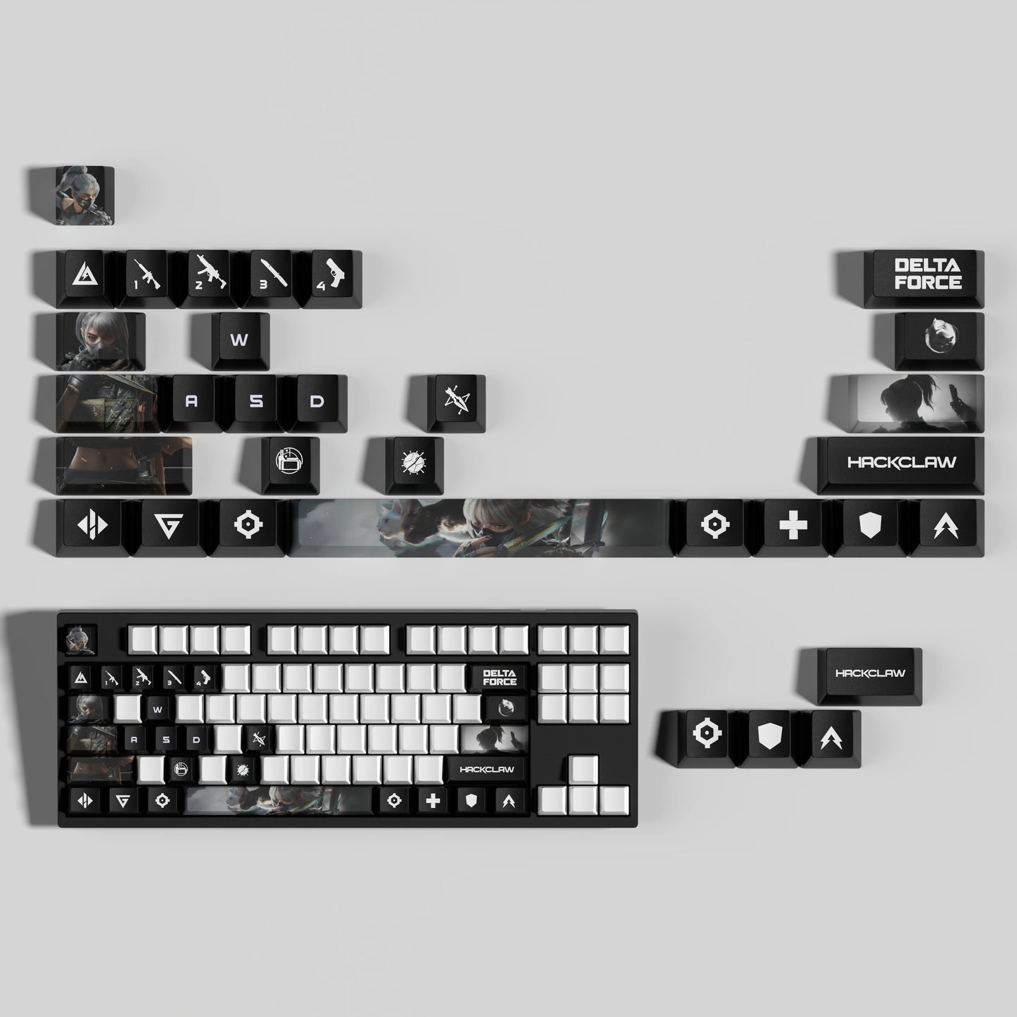 Nouveau thème Delta Force personnalisé Hauteur OEM PBT Sublimation Thermique Touches 15 Touches/28 Touches LUNA VYRON KAI SILVA Touches Cadeau PC